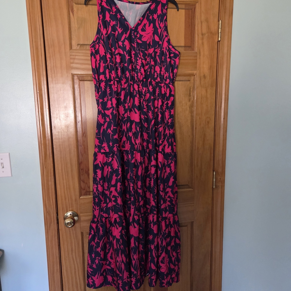 SHEIN Pink and Black Floral Maxi Dress